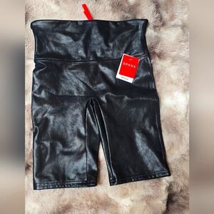 SPANX Black Bike Shorts High-Waisted Glossy Finish NWT Size Medium